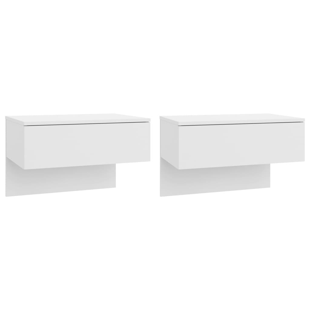 Comodini A Muro 2 Pz Bianco Lucido