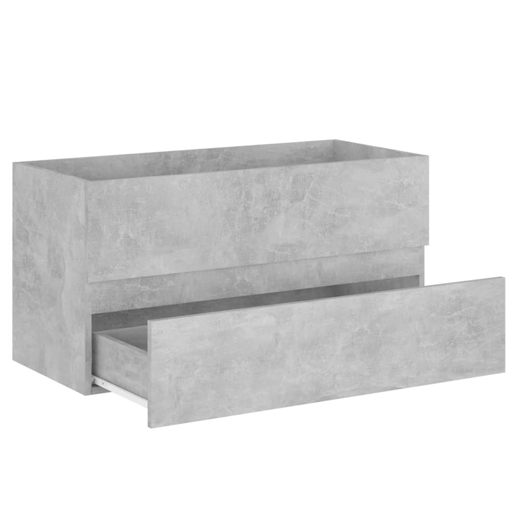 Mobile Lavabo Grigio Cemento 90x38,5x45 Cm In Legno Multistrato - Image 4