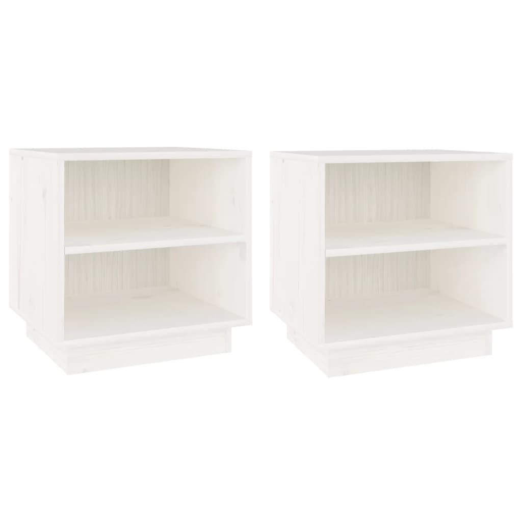 Comodini Bianchi 2 Pz 40x34x40 Cm In Legno Massello Di Pino - Image 4