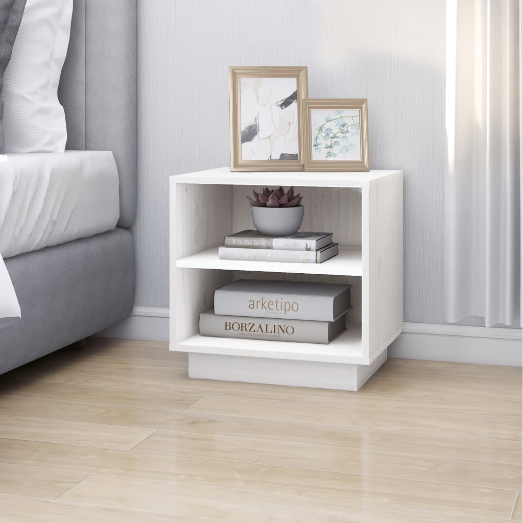 Comodini Bianchi 2 Pz 40x34x40 Cm In Legno Massello Di Pino - Image 3