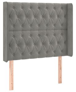 Testiera Ad Orecchio Grigio Chiaro 93x16x118/128 Cm In Velluto
