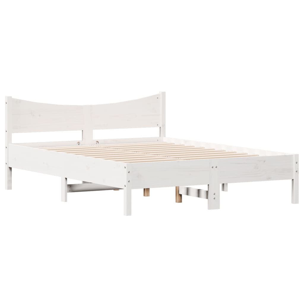 Letto Senza Materasso Bianco 140x200 Cm Legno Massello Di Pino - Image 6