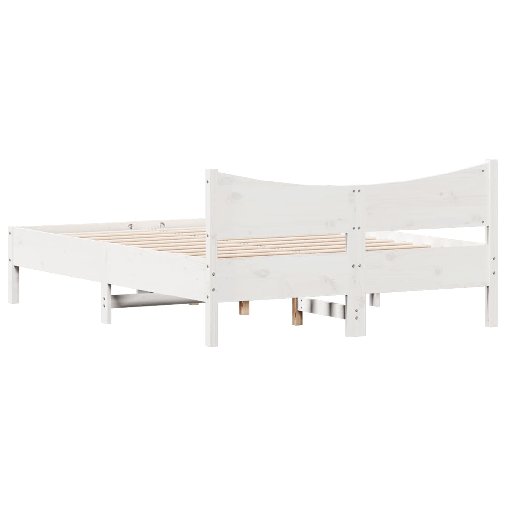 Letto Senza Materasso Bianco 140x200 Cm Legno Massello Di Pino - Image 2
