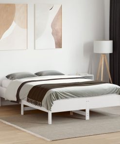 Letto Senza Materasso Bianco 135x190 Cm Legno Massello Di Pino