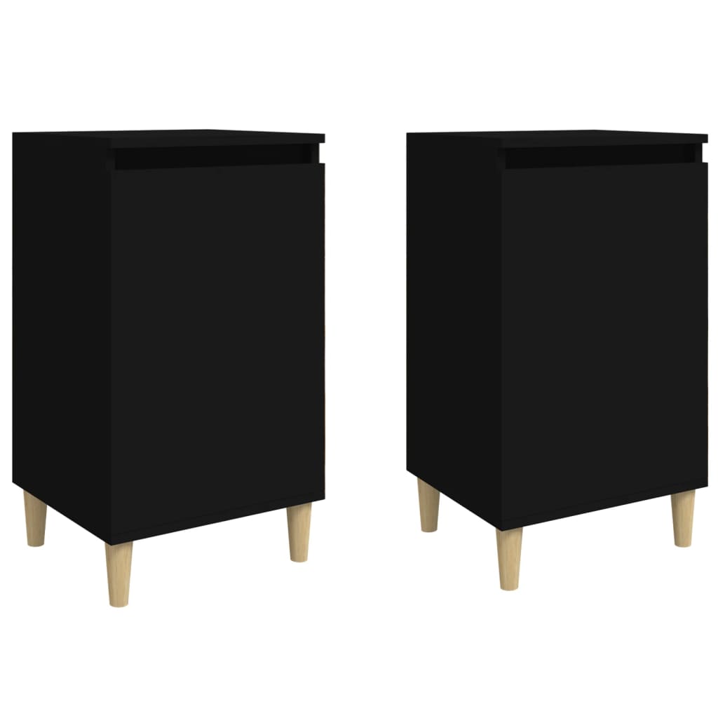 Comodini 2 Pz Neri 40x35x70 Cm In Legno Multistrato