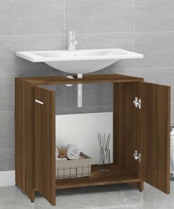 Armadietto Bagno Rovere Marrone 60x33x60cm Legno Ingegnerizzato