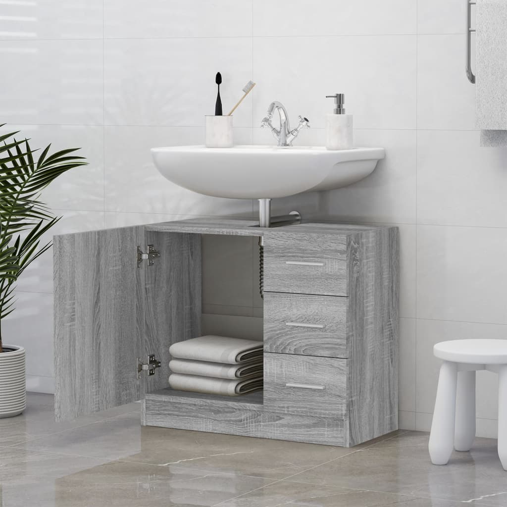 Mobile Lavabo Grigio Sonoma 63x30x54 Cm In Legno Multistrato - Image 4