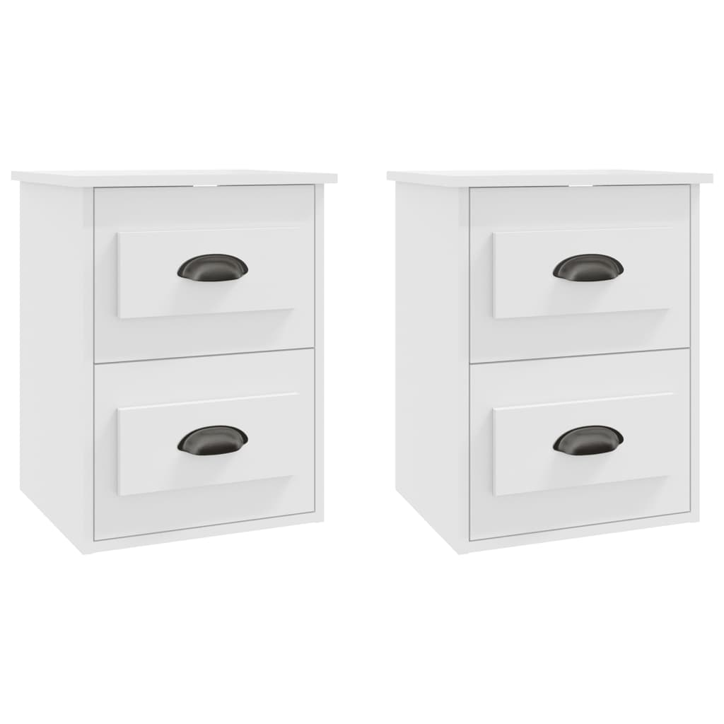 Comodini A Parete 2 Pz Bianchi 41,5x36x53 cm - Image 4