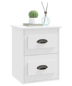 Comodini A Parete 2 Pz Bianchi 41,5x36x53 cm
