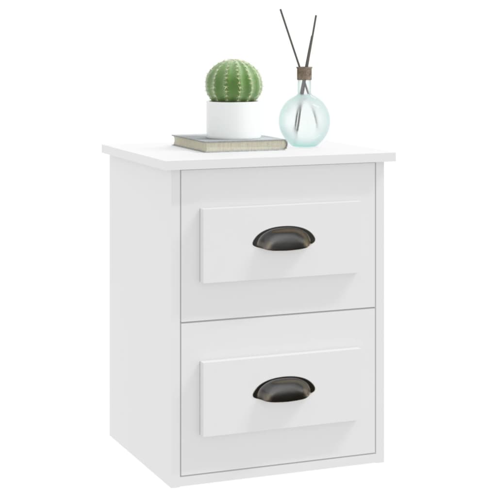 Comodini A Parete 2 Pz Bianchi 41,5x36x53 cm