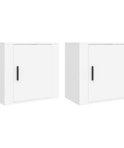 Comodini A Muro 2 Pz Bianchi 50x36x47 cm