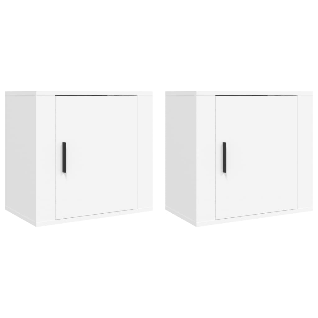 Comodini A Muro 2 Pz Bianchi 50x36x47 cm