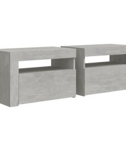Comodini 2 Pz Con Luci A Led Grigio Cemento 60x35x40 cm