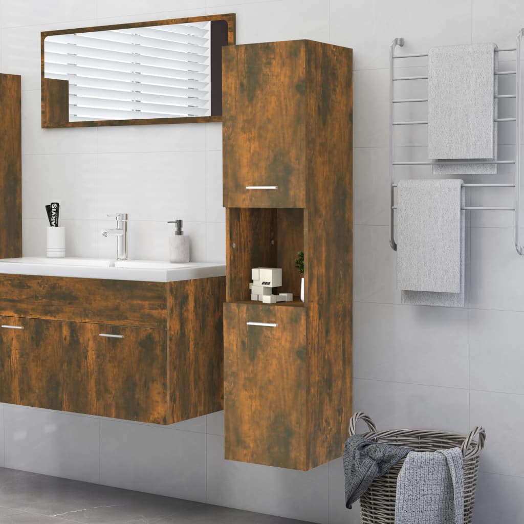 Armadietto Bagno Rovere Fumo 30x30x130 Cm In Legno Multistrato - Image 5