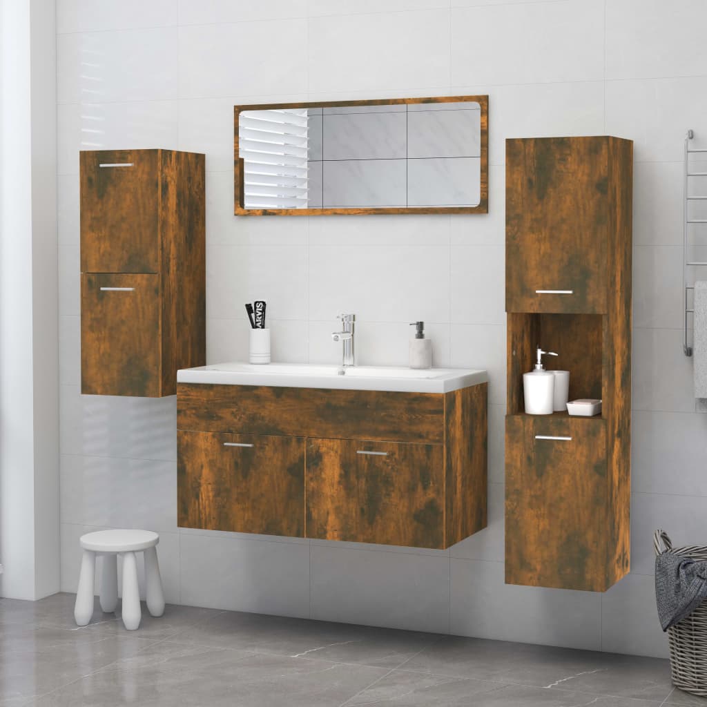 Armadietto Bagno Rovere Fumo 30x30x130 Cm In Legno Multistrato - Image 2