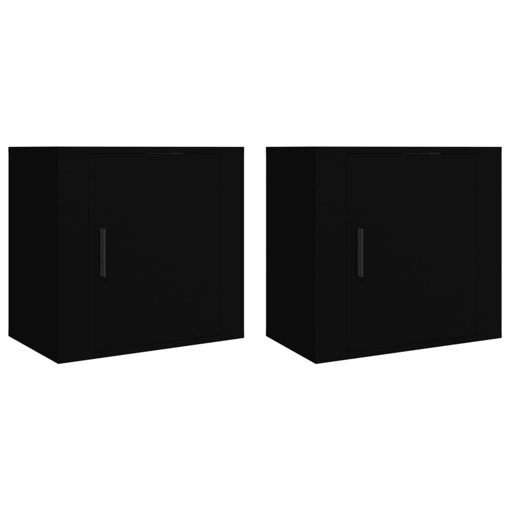 Comodini A Muro 2 Pz Nero 50x30x47 cm - Image 6