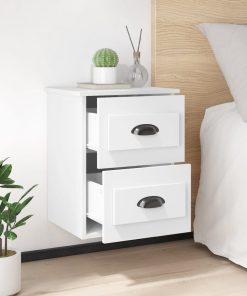 Comodino A Parete Bianco 41,5x36x53 cm