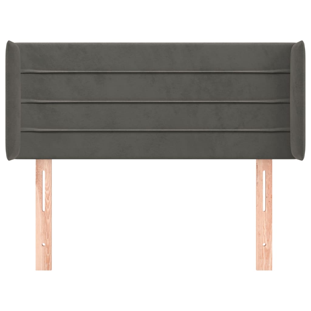 Testiera Ad Orecchio Grigio Scuro 93x16x78/88 Cm In Velluto