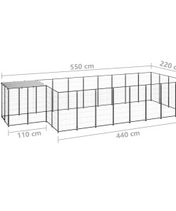 Gabbia Per Cani Nera 10,89 M² In Acciaio