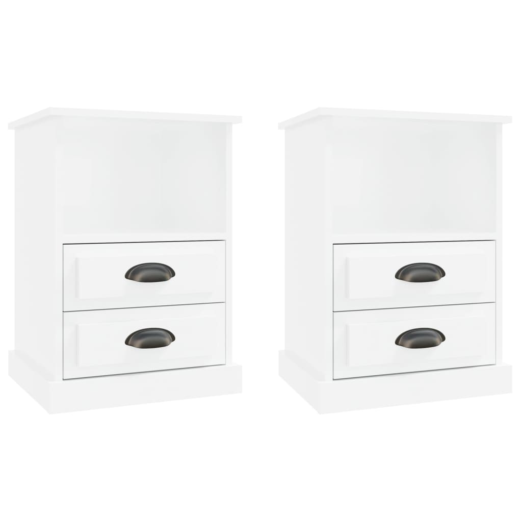 Comodini 2 Pz Bianco Lucido 43x36x60 cm - Image 3