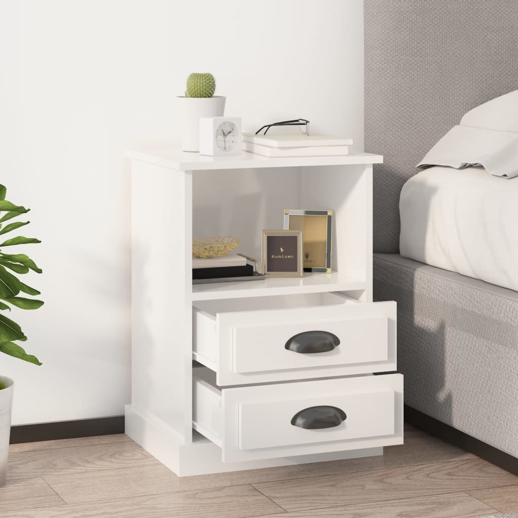 Comodini 2 Pz Bianco Lucido 43x36x60 cm
