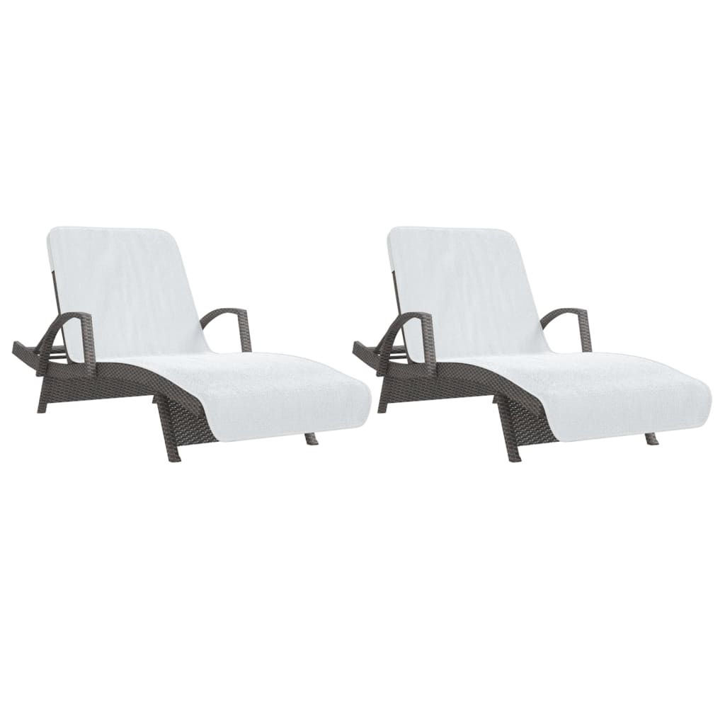 Asciugamani Da Spiaggia 2 Pz Bianchi 75x200 Cm Tessuto 400 Gsm