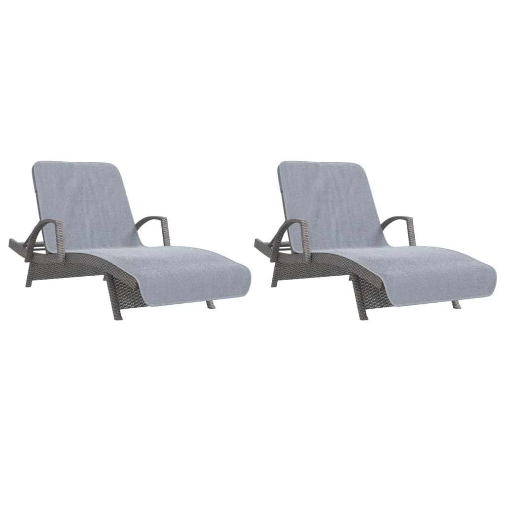 Asciugamani Da Spiaggia 2 Pz Grigi 75x200 Cm In Tessuto 400 Gsm