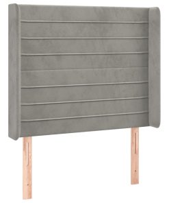 Testiera Ad Orecchio Grigio Chiaro 93x16x118/128 Cm In Velluto