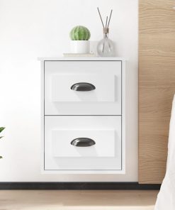 Comodino A Parete Bianco Lucido 41,5x36x53 cm