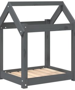 Cuccia Per Cani Grigia 61x50x70  Cm In Legno Massello Di Pino