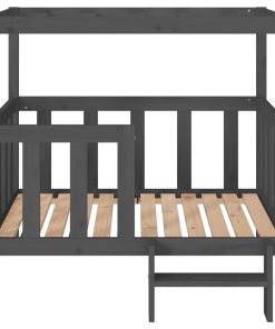 Cuccia Per Cani Grigia 105,5x83,5x100cm Legno Massello Di Pino