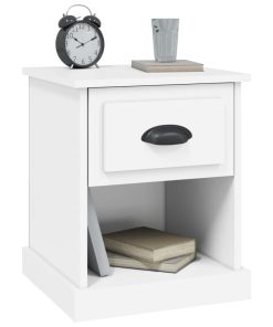 Comodini 2 Pz Bianchi 39x39x47,5 Cm In Legno Multistrato