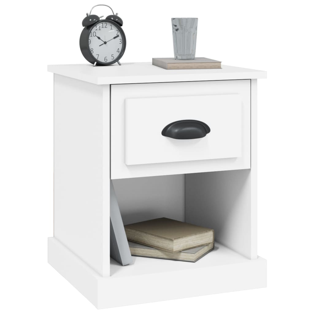 Comodini 2 Pz Bianchi 39x39x47,5 Cm In Legno Multistrato