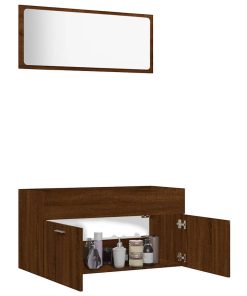 Set Mobili Da Bagno 2 Pz Rovere Marrone In Legno Multistrato