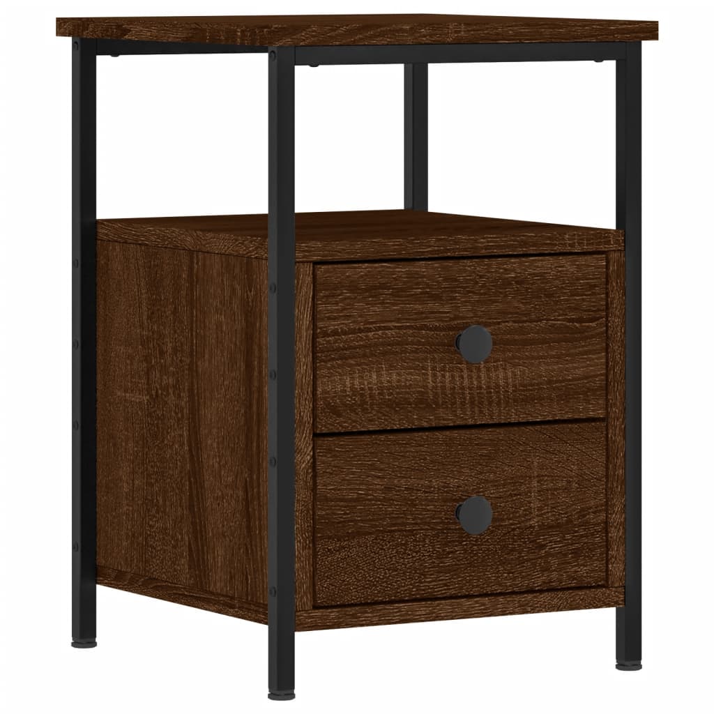 Comodini 2pz Rovere Marrone 34x35,5x50 Cm In Legno Multistrato