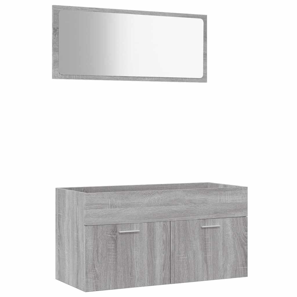 Set Mobili Da Bagno 2 Pz Grigio Sonoma In Legno Multistrato