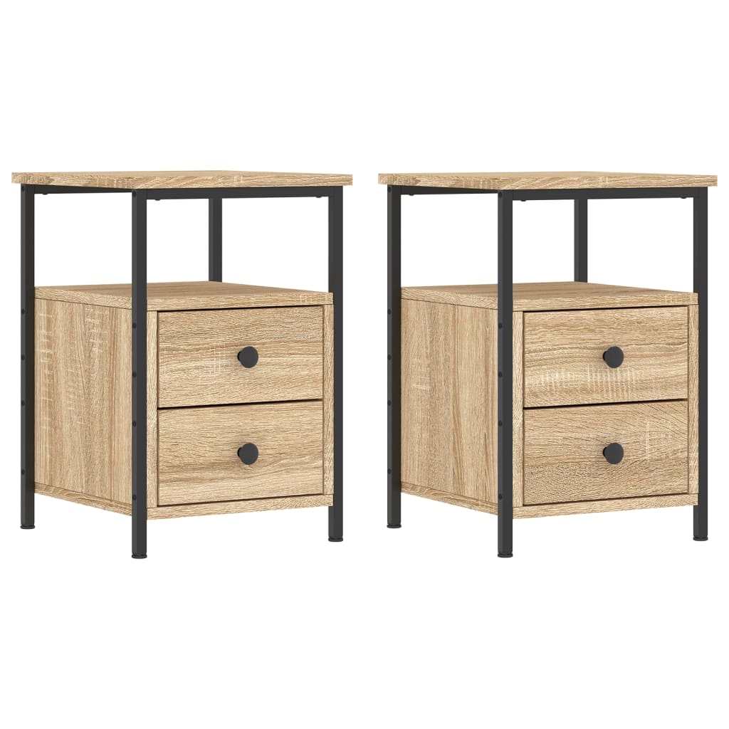 Comodini 2pz Rovere Sonoma 34x35,5x50 Cm In Legno Multistrato