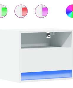 Comodini A Parete Con Luci Led 2 Pz Bianchi