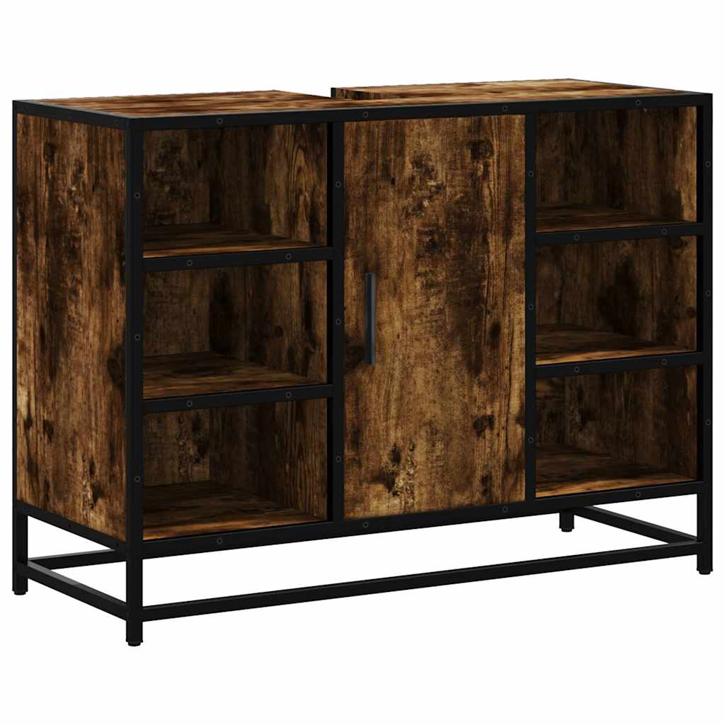 Mobile Lavabo Bagno Rovere Fumo 60x30x60 Cm Legno Multistrato - Image 6