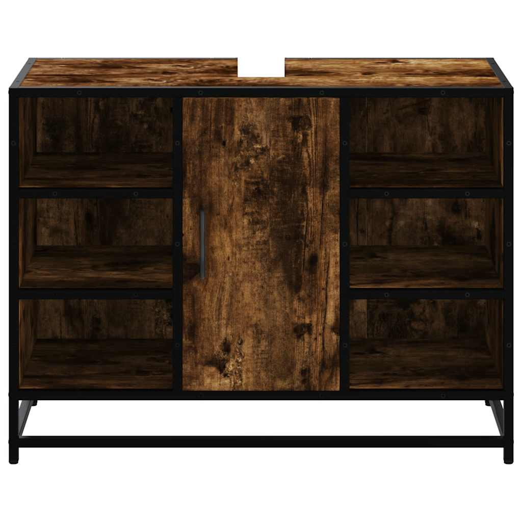 Mobile Lavabo Bagno Rovere Fumo 60x30x60 Cm Legno Multistrato - Image 2