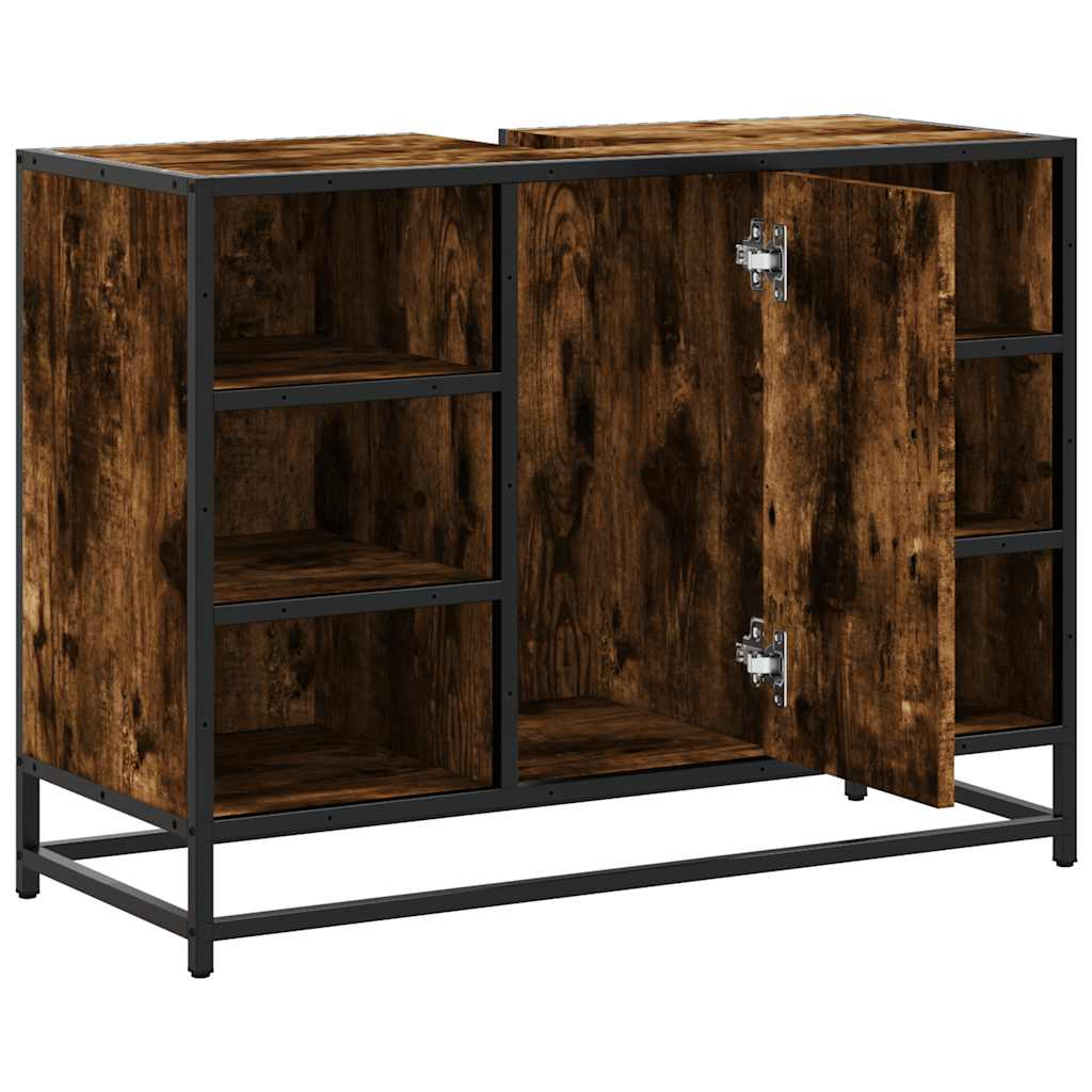 Mobile Lavabo Bagno Rovere Fumo 60x30x60 Cm Legno Multistrato - Image 5