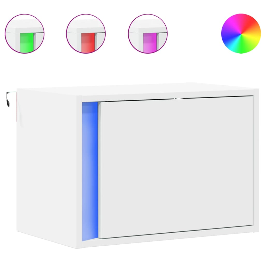 Comodini A Parete Con Luci Led 2 Pz Bianchi - Image 3