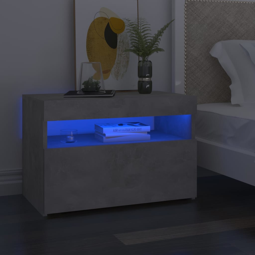 Comodini Con Luci Led 2 Pz Grigio Cemento 60x35x40 cm - Image 4