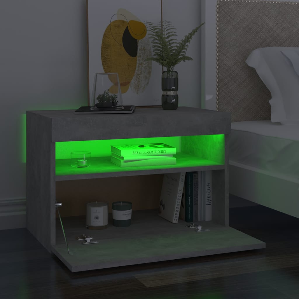 Comodini Con Luci Led 2 Pz Grigio Cemento 60x35x40 cm - Image 3