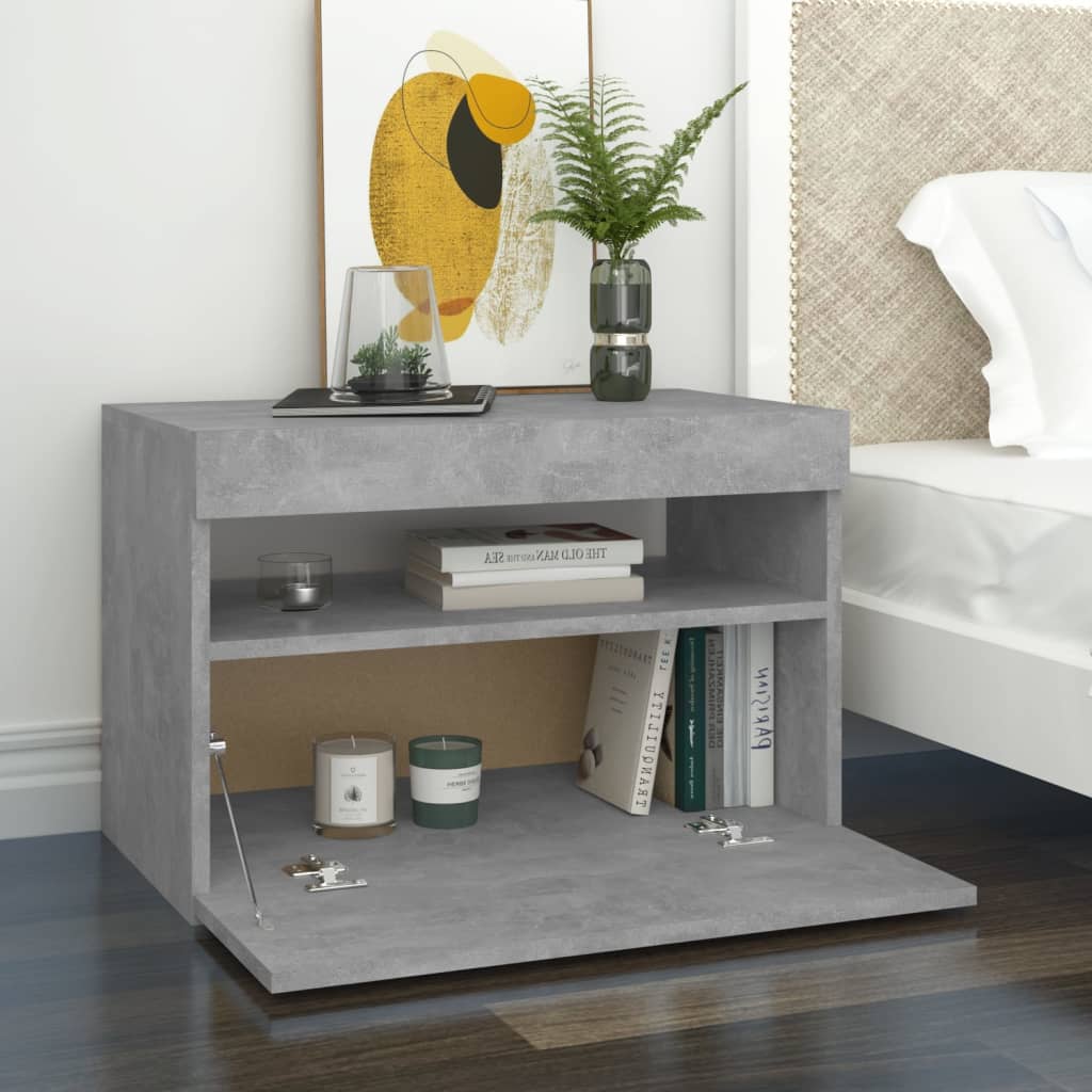 Comodini Con Luci Led 2 Pz Grigio Cemento 60x35x40 cm - Image 5