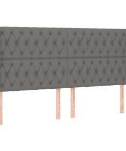 Testiera A Led Grigioscuro 183x16x118/128cm Intessuto