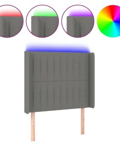Testiera A Led Grigioscuro 103x16x118/128cm Intessuto
