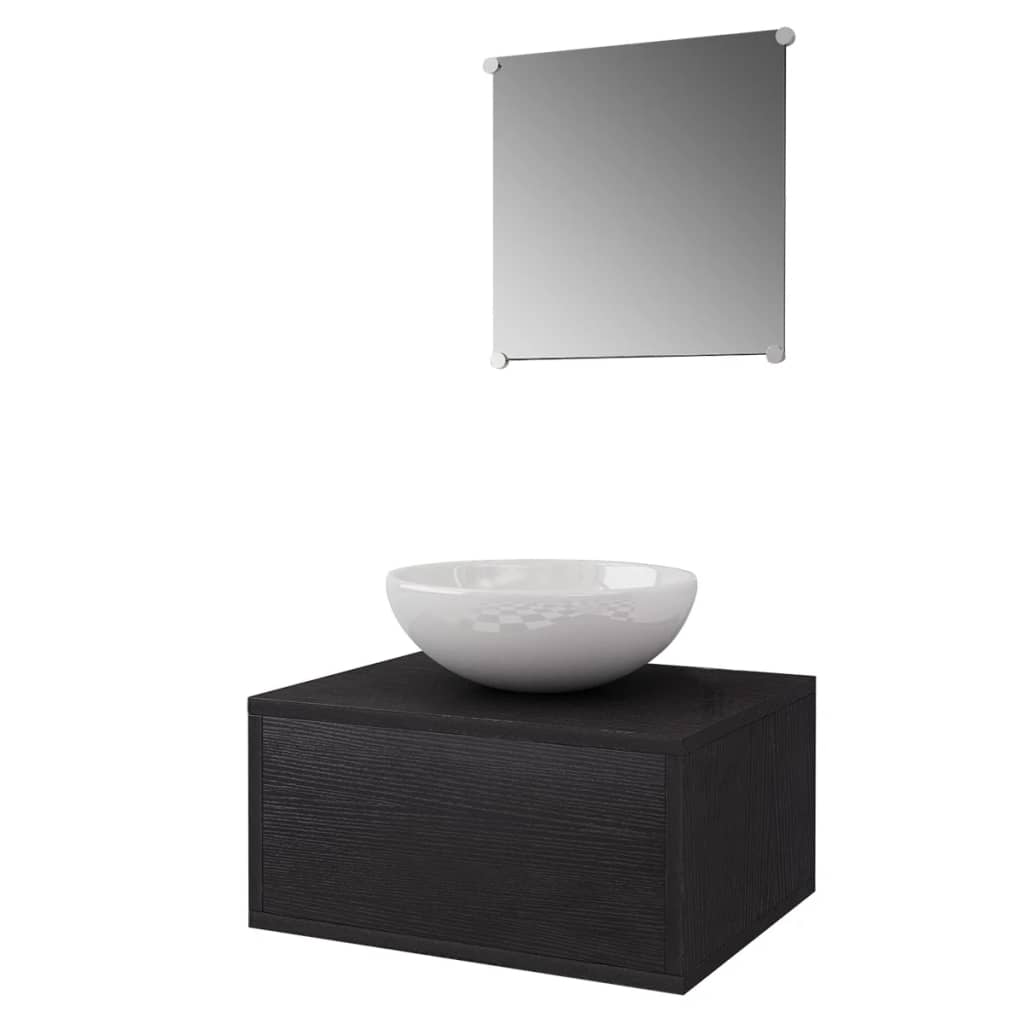 Set Mobili Da Bagno Con Lavabo 3 Pz Nero - Image 3