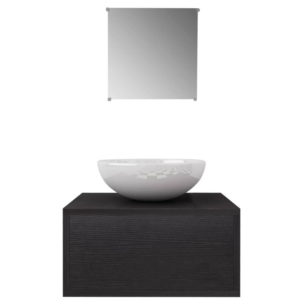 Set Mobili Da Bagno Con Lavabo 3 Pz Nero - Image 6
