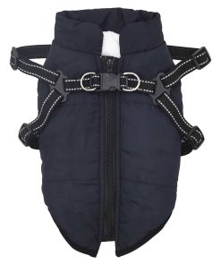 Cappotto Cani Imbracatura Impermeabile Riflettente Blu Navy L36